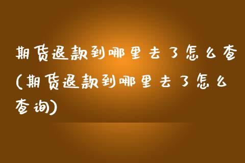 期货退款到哪里去了怎么查(期货退款到哪里去了怎么查询)_https://www.gzshoujun.com_期货行情_第1张