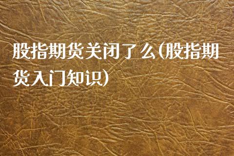 股指期货关闭了么(股指期货入门知识)_https://www.gzshoujun.com_期货品种_第1张