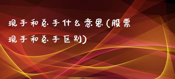 现手和总手什么意思(股票现手和总手区别)_https://www.gzshoujun.com_期货入门_第1张