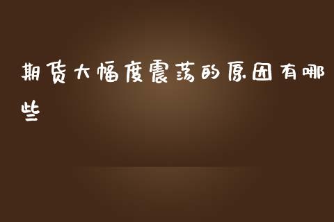 期货大幅度震荡的原因有哪些_https://www.gzshoujun.com_期货交易所_第1张