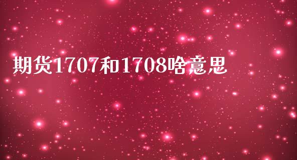 期货1707和1708啥意思_https://www.gzshoujun.com_期货直播_第1张