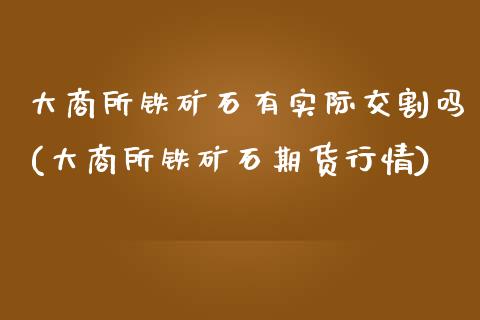 大商所铁矿石有实际交割吗(大商所铁矿石期货行情)_https://www.gzshoujun.com_期货理财_第1张
