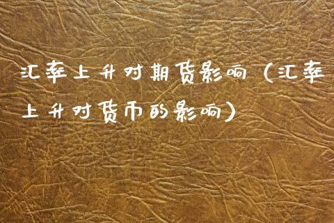 汇率上升对期货影响（汇率上升对货币的影响）_https://www.gzshoujun.com_内盘期货_第1张