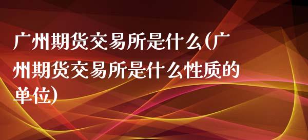 广州期货交易所是什么(广州期货交易所是什么性质的单位)_https://www.gzshoujun.com_期货品种_第1张