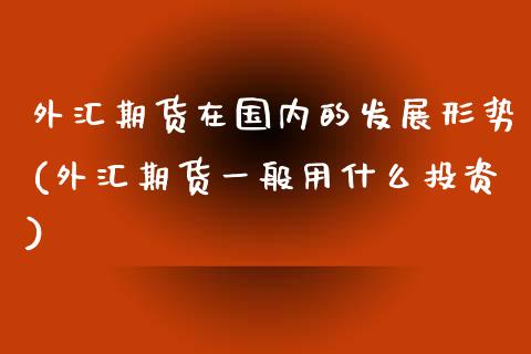 外汇期货在国内的发展形势(外汇期货一般用什么投资)_https://www.gzshoujun.com_期货直播_第1张