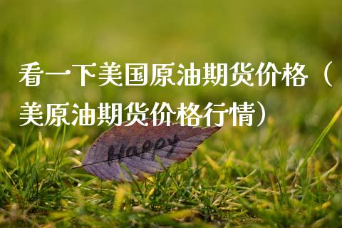 看一下美国原油期货价格（美原油期货价格行情）_https://www.gzshoujun.com_期货行情_第1张