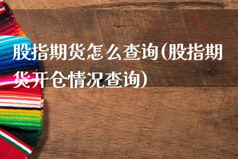 股指期货怎么查询(股指期货开仓情况查询)_https://www.gzshoujun.com_期货行情_第1张