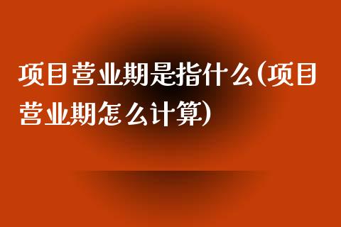 项目营业期是指什么(项目营业期怎么计算)_https://www.gzshoujun.com_期货学院_第1张