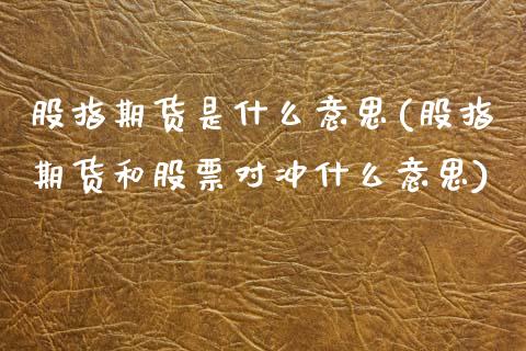 股指期货是什么意思(股指期货和股票对冲什么意思)_https://www.gzshoujun.com_国际期货_第1张