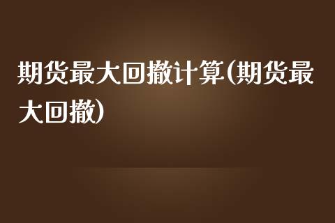 期货最大回撤计算(期货最大回撤)_https://www.gzshoujun.com_农产品期货_第1张