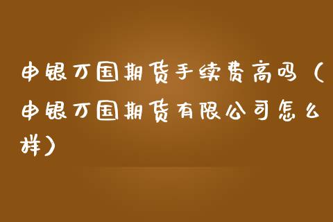 申银万国期货手续费高吗（申银万国期货有限怎么样）_https://www.gzshoujun.com_期货交易所_第1张