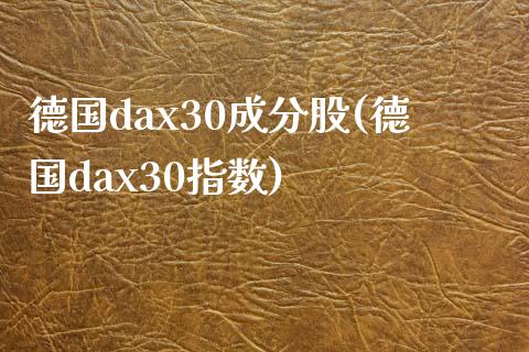 德国dax30成分股(德国dax30指数)_https://www.gzshoujun.com_原油期货_第1张