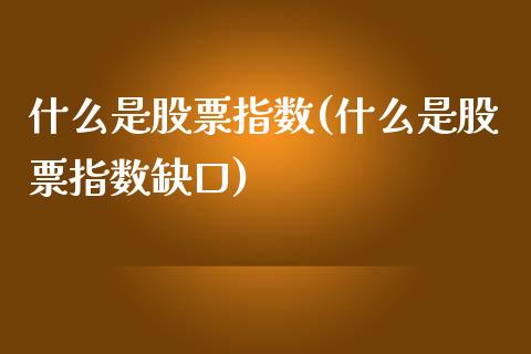什么是股票指数(什么是股票指数缺口)_https://www.gzshoujun.com_恒指期货_第1张