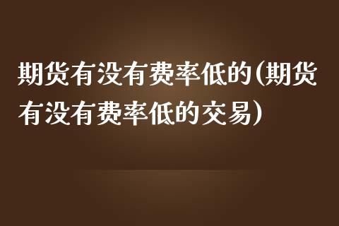 期货有没有费率低的(期货有没有费率低的交易)_https://www.gzshoujun.com_基金理财_第1张