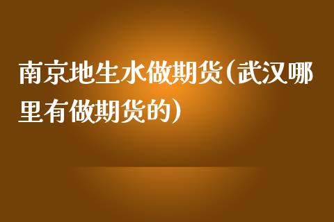 南京地生水做期货(武汉哪里有做期货的)_https://www.gzshoujun.com_期货交易所_第1张