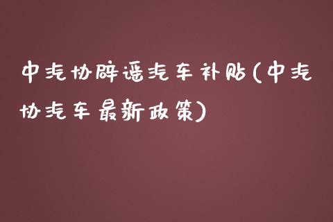 中汽协辟谣汽车补贴(中汽协汽车最新政策)_https://www.gzshoujun.com_国际期货_第1张