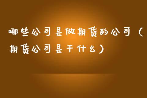 哪些是做期货的（期货是干什么）_https://www.gzshoujun.com_农产品期货_第1张