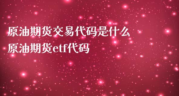 原油期货交易代码是什么 原油期货etf代码_https://www.gzshoujun.com_期货品种_第1张