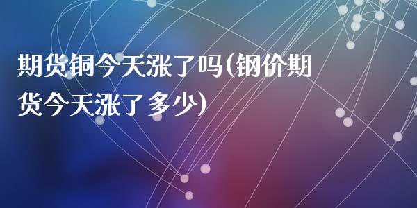 期货铜今天涨了吗(钢价期货今天涨了多少)_https://www.gzshoujun.com_农产品期货_第1张