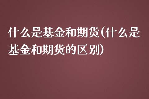 什么是基金和期货(什么是基金和期货的区别)_https://www.gzshoujun.com_农产品期货_第1张