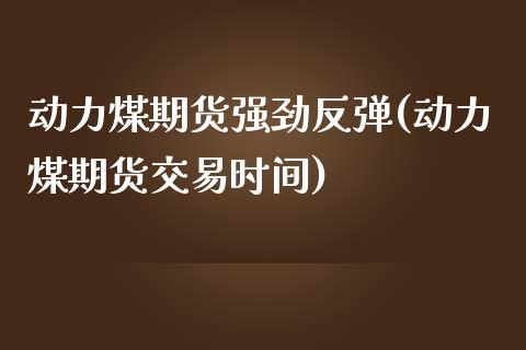 动力煤期货强劲反弹(动力煤期货交易时间)_https://www.gzshoujun.com_国际期货_第1张