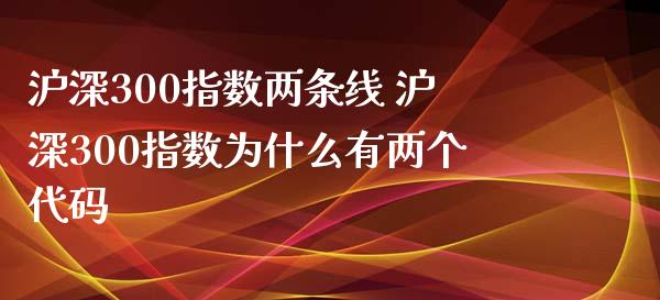 沪深300指数两条线 沪深300指数为什么有两个代码_https://www.gzshoujun.com_期货行情_第1张