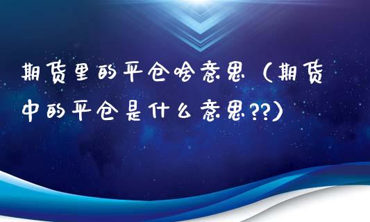 期货里的平仓啥意思（期货中的平仓是什么意思??）_https://www.gzshoujun.com_期货行情_第1张