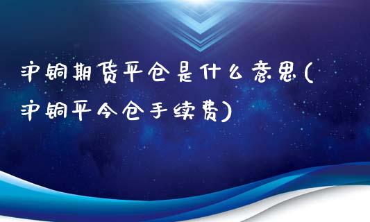 沪铜期货平仓是什么意思(沪铜平今仓手续费)_https://www.gzshoujun.com_期货理财_第1张