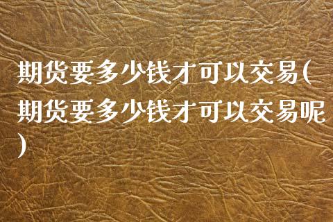 期货要多少钱才可以交易(期货要多少钱才可以交易呢)_https://www.gzshoujun.com_期货直播_第1张