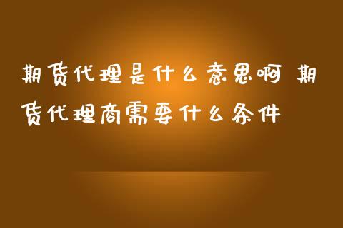期货代理是什么意思啊 期货代理商需要什么条件_https://www.gzshoujun.com_期货行情_第1张