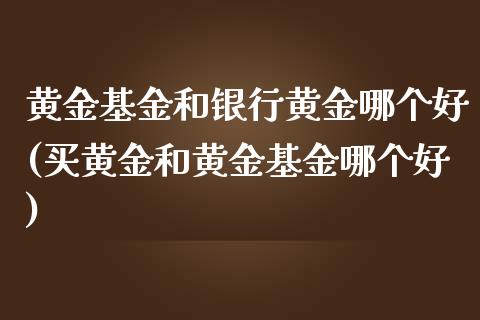 黄金基金和银行黄金哪个好(买黄金和黄金基金哪个好)_https://www.gzshoujun.com_恒指期货_第1张