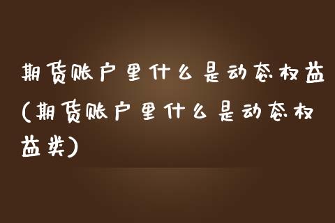 期货账户里什么是动态权益(期货账户里什么是动态权益类)_https://www.gzshoujun.com_期货直播_第1张
