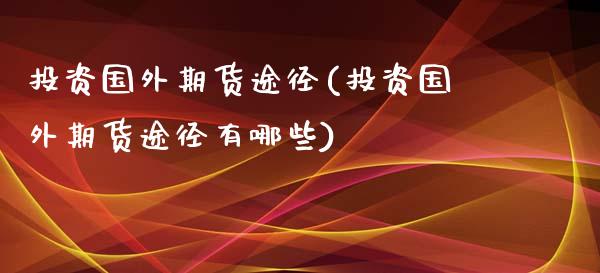 投资国外期货途径(投资国外期货途径有哪些)_https://www.gzshoujun.com_期货品种_第1张