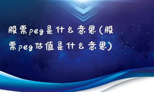 股票peg是什么意思(股票peg估值是什么意思)_https://www.gzshoujun.com_恒指期货_第1张