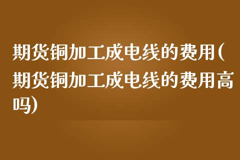期货铜加工成电线的费用(期货铜加工成电线的费用高吗)_https://www.gzshoujun.com_期货直播_第1张