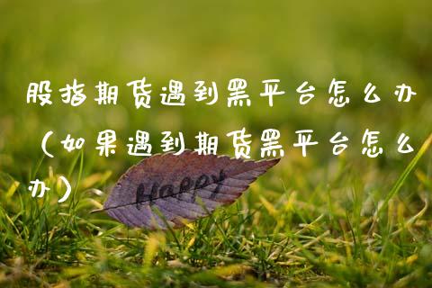 股指期货遇到黑平台怎么办（如果遇到期货黑平台怎么办）_https://www.gzshoujun.com_期货交易所_第1张
