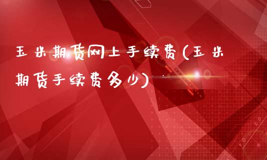 玉米期货网上手续费(玉米期货手续费多少)_https://www.gzshoujun.com_期货交易所_第1张