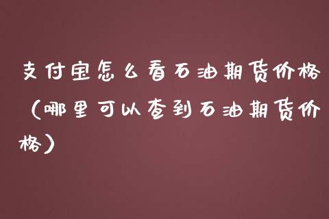 支付宝怎么看石油期货价格（哪里可以查到石油期货价格）_https://www.gzshoujun.com_期货品种_第1张