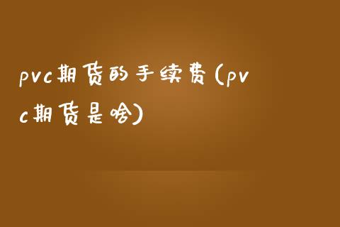 pvc期货的手续费(pvc期货是啥)_https://www.gzshoujun.com_期货品种_第1张