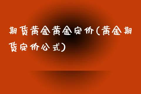 期货黄金黄金定价(黄金期货定价公式)_https://www.gzshoujun.com_期货交易所_第1张
