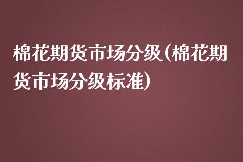 棉花期货市场分级(棉花期货市场分级标准)_https://www.gzshoujun.com_基金理财_第1张