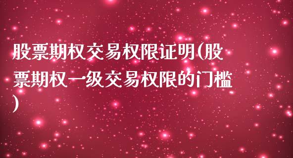 股票期权交易权限证明(股票期权一级交易权限的门槛)_https://www.gzshoujun.com_原油期货_第1张