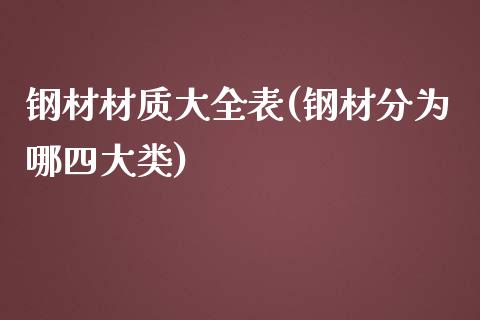 钢材材质大全表(钢材分为哪四大类)_https://www.gzshoujun.com_期货知识_第1张
