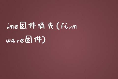 lme固件消失(firmware固件)_https://www.gzshoujun.com_期货理财_第1张