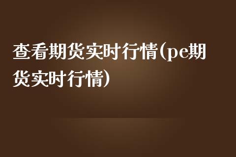 查看期货实时行情(pe期货实时行情)_https://www.gzshoujun.com_农产品期货_第1张
