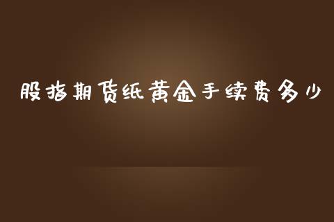 股指期货纸黄金手续费多少_https://www.gzshoujun.com_农产品期货_第1张