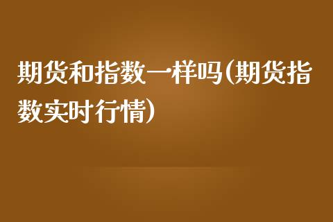 期货和指数一样吗(期货指数实时行情)_https://www.gzshoujun.com_农产品期货_第1张