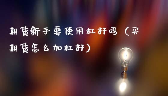 期货新手要使用杠杆吗（买期货怎么加杠杆）_https://www.gzshoujun.com_期货直播_第1张