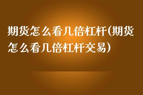 期货怎么看几倍杠杆(期货怎么看几倍杠杆交易)_https://www.gzshoujun.com_期货品种_第1张