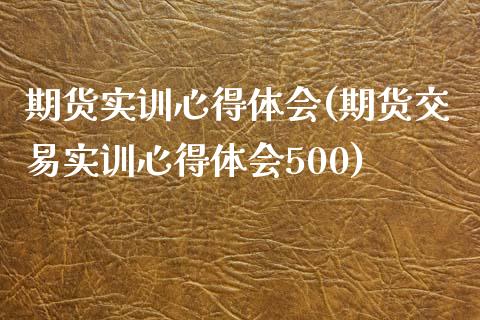 期货实训心得体会(期货交易实训心得体会500)_https://www.gzshoujun.com_期货理财_第1张